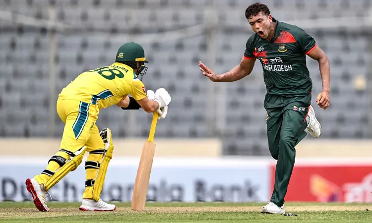 Taskin Ahmed took two in two balls after a fightback from Australia.