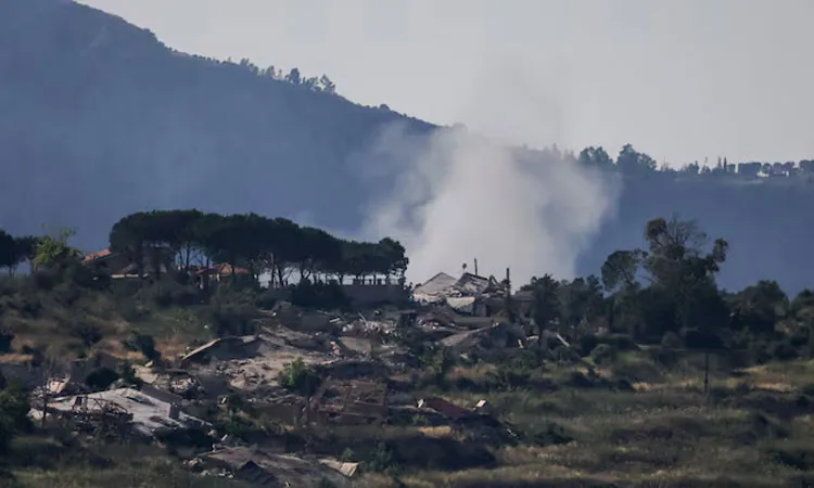 Smoke rises in southern Lebanon following an explosion, as seen from the Israeli side of the Israel-Lebanon border, in northern Israel.