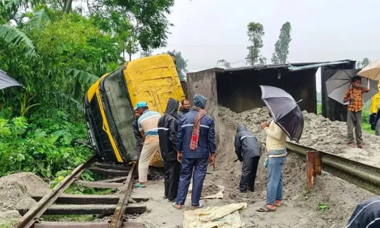 Kurigram Rail Link Halted After Sand Truck Overturns