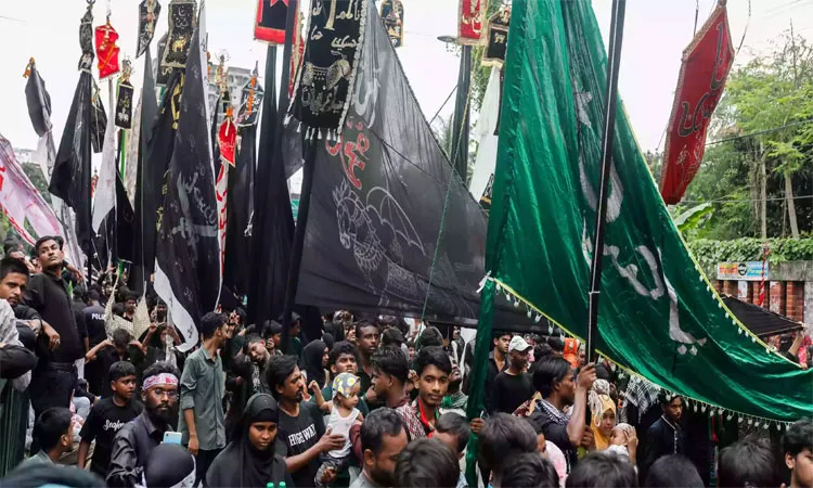 In the capital, the traditional Tajia procession commenced on Friday morning from the historic Hossaini Dalan Imambara in Old Dhaka.