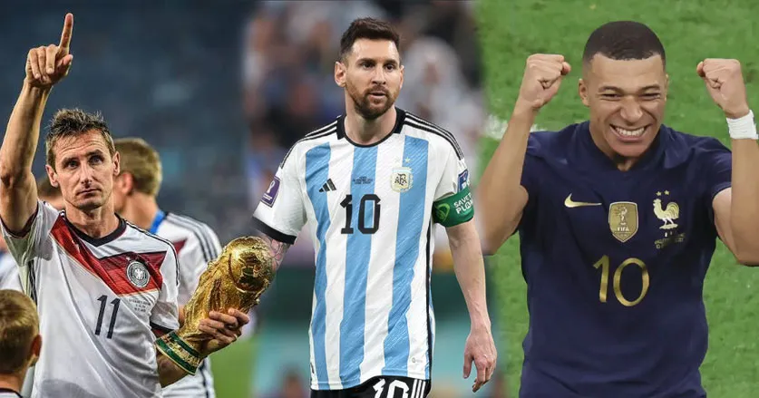 Miroslav klose, Lionel Messi and Mbappe