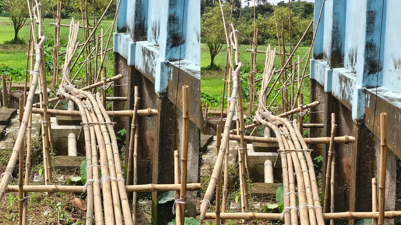 Miscreants Destroy Shantiganj Press Club Bamboo Bridge