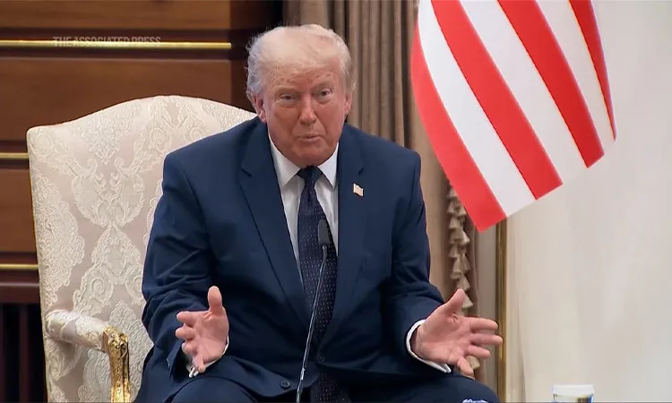 Donald Trump speaking during a meeting with Turkish President Recep Tayyip Erdoğan,
