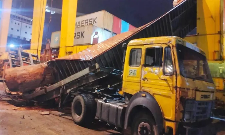 Crane Cable Snaps at Chittagong Port, Crushes Truck