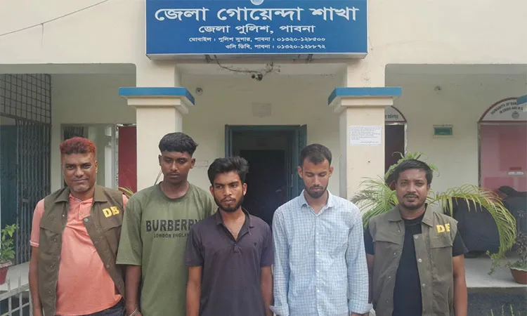 Pabna's Detective Branch has arrested Md. Mahamudul Hasan Nasim (23), Md. Sakib Hossain (21) and Tarique Rahman (22).