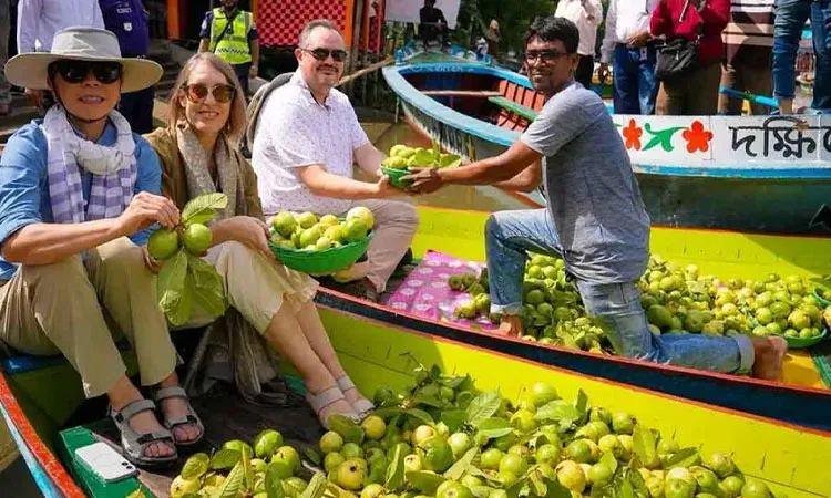 US Envoy Visits Bhimruli Floating Market in Jhalokati