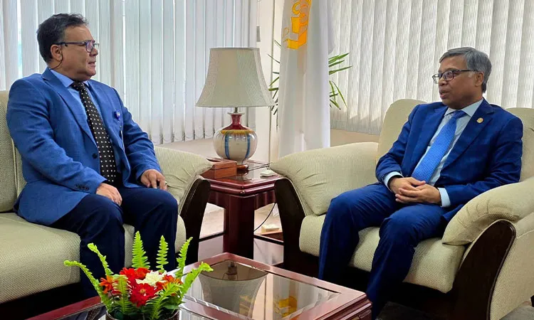 National University VC Dr. ASM Amanullah met SAARC Secretary General Golam Sarwar in Kathmandu..
