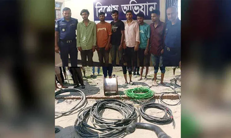 Police arrested seven individuals and recovered stolen electrical wires.
