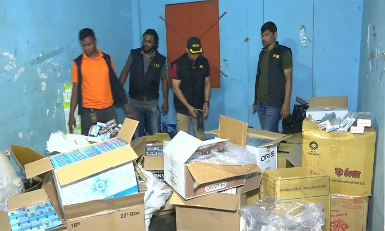The raid was carried out on the second and third floors of a building in the area on Monday.