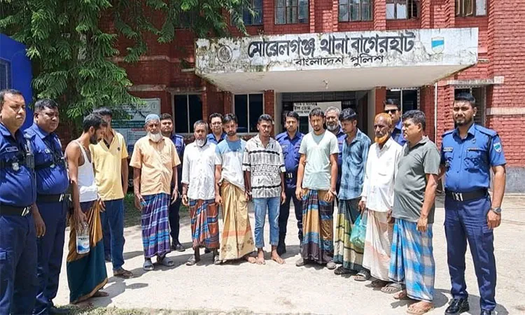 The arrestees were presented before the Bagerhat district court on Tuesday afternoon.