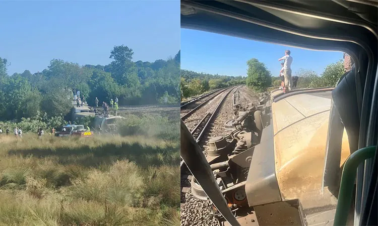 A passenger train derailed near Lewes in southern England.