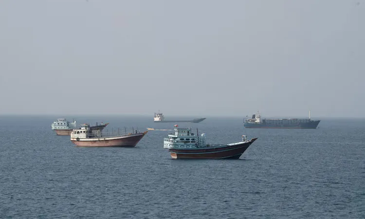 Vessels near the Strait of Hormuz as seen from Musandam, Oman