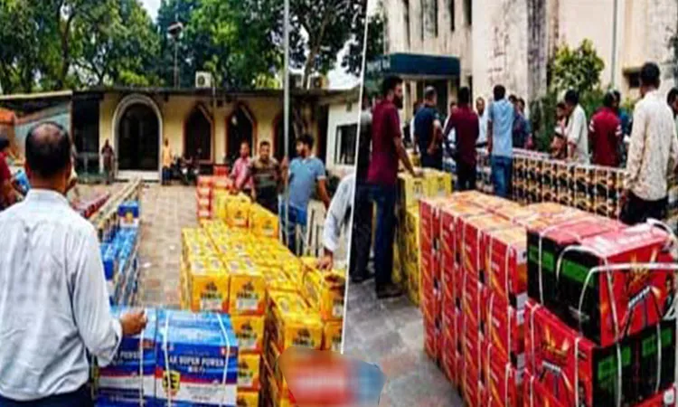 Locals seized a truck carrying 300 auto-bike batteries in Saidpur