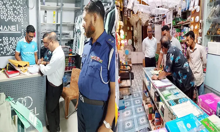 A mobile court in Laxmipur fined four shops Tk 4,000 for staying open past 8 PM on Monday.