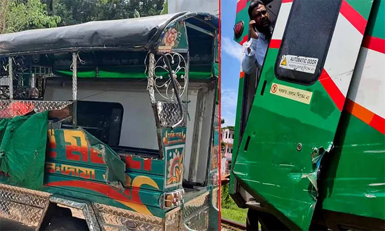 Cox's Bazar-bound tourist express train collided with a parked tempo in Boalkhali..