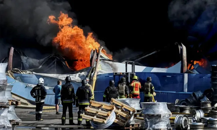 A major response was launched after the overnight attack in the Kyiv region.