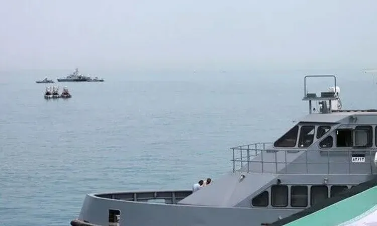 Vessels in the Strait of Hormuz are visible