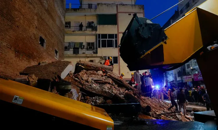 Approximately 80% of the debris has been cleared, only the rubble from the basement remains.