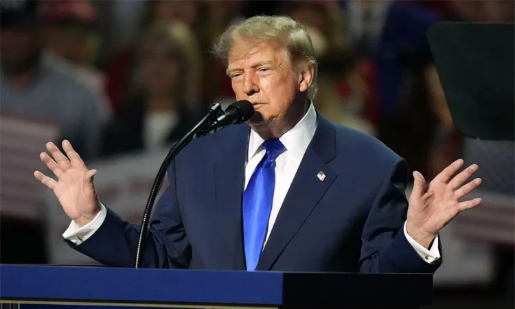 President Donald Trump speaks at the Republican convention Wednesday.