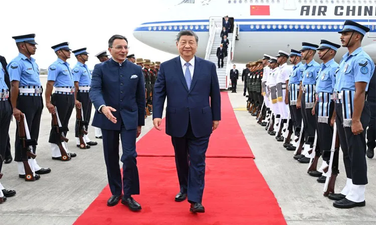 Chinese President Xi Jinping arrives in New Delhi, India, to attend the 18th BRICS Summit at the invitation of Prime Minister of the Republic of India Narendra Modi.