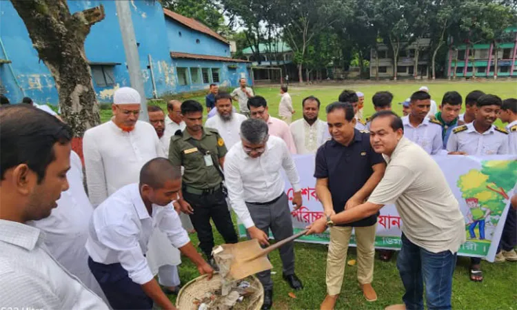 The campaign began with cleanup activities around the Upazila Parishad grounds.