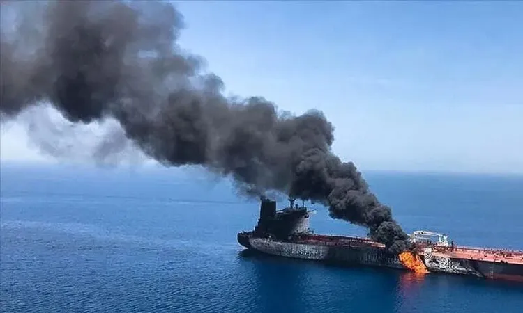 UK Maritime Trade Operations it received the initial report of caught fire after being struck by an unknown projectile.