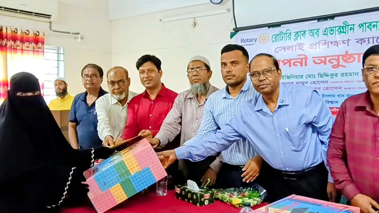 Rotary Club Gives Sewing Machines to 35 Women in Pabna