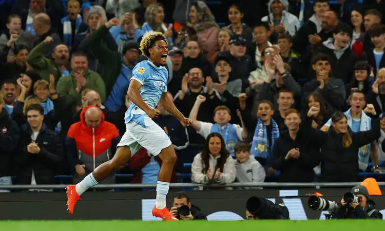17-year-old Floyd Samba scored twice on his debut for Manchester City.