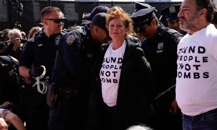 Hollywood star Susan Sarandon was taken into police custody Manhattan near the United Nations