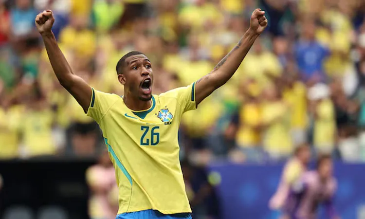 Brazil's Rayan celebrates after Casemiro scores their first goal