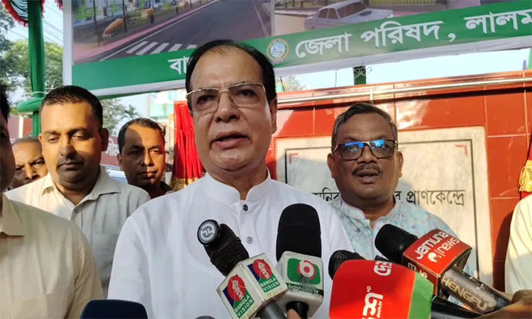 Minister Asadul Habib Dulu as the chief guest at the foundation stone-laying ceremony for Bhutta Chattar (Maize Square) near Mission Mor in Lalmonirhat town