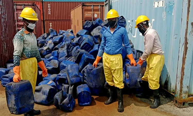 Over 150 metric tons of expired hazardous chemicals abandoned at Chattogram Port since 2003.