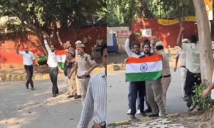 The protesters were later detained by the Delhi Police.