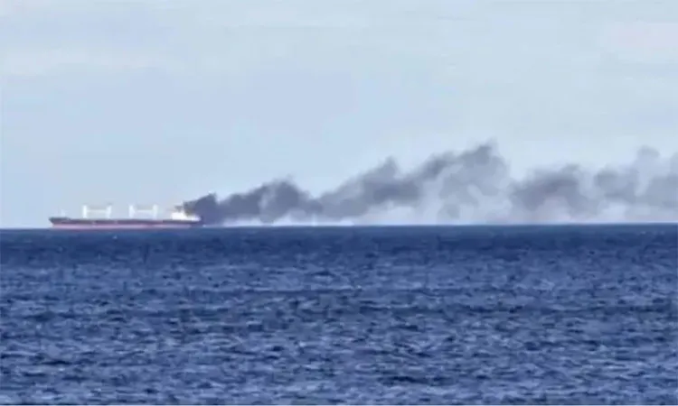 Two commercial ships were struck by drones of unknown origin early Tuesday