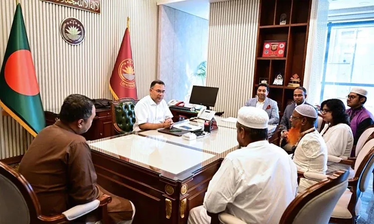 Three individuals known for their contributions to education and environmental protection met with Prime Minister Tarique Rahman at the Bangladesh Secretariat. Photo: PMO