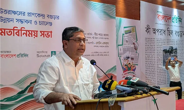 State Minister Mir Shahe Alam Addressing journalists at Momoin Convention Centre in Bogura on Thursday.