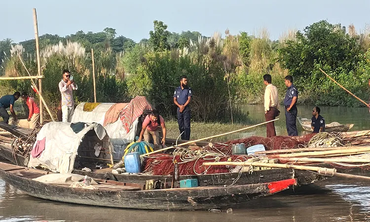 Operation to Protect Mother Hilsa in Kalia; 15,000 Meters of illegal  fishing nets Destroyed